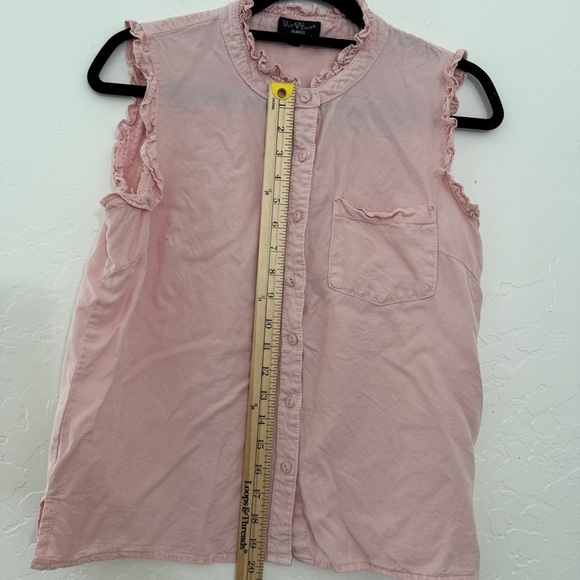 Velvet Heart Pink Ruffle Sleeveless Button Down Blouse | M - Picture 5 of 7